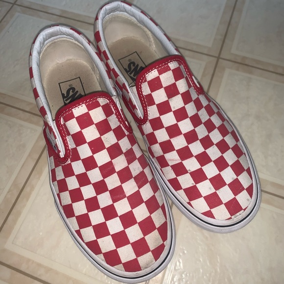 red checkered platform vans